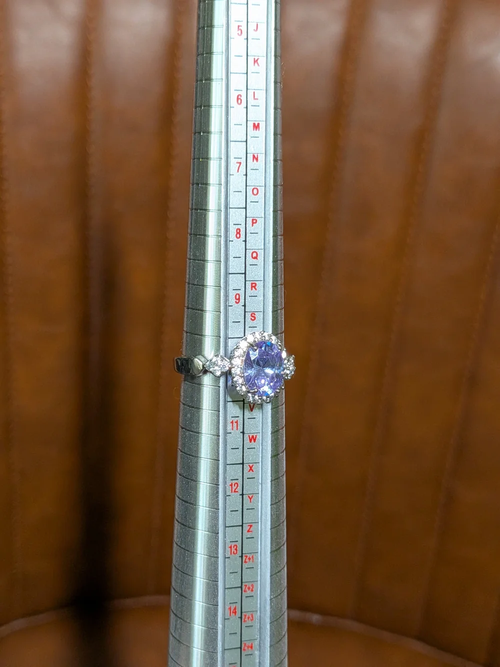 Lavender Halo Oval Crystal Ring - Women Jewelry, Sterling Silver